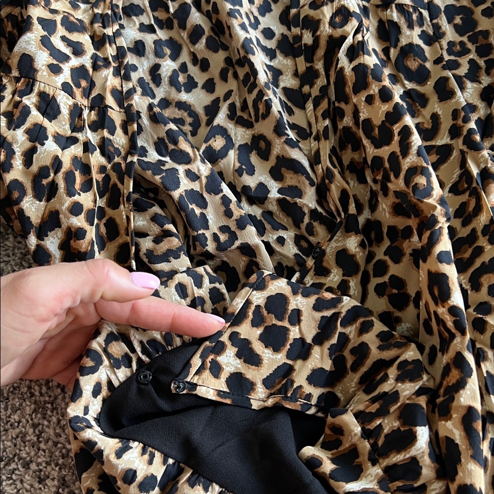 VERONICA BEARD | Arielle Leopard Print Silk Blend Dress - Picture 13 of 15